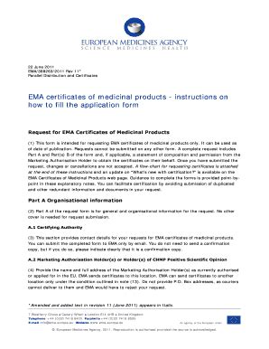 Fillable Online EMA certificates of medicinal products - instructions ...