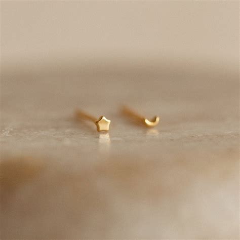 Tiny Moon & Star Studs | 925 Sterling Silver & 18K Gold | Luxez Jewels ...