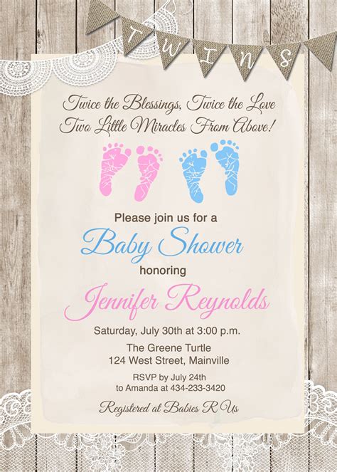 Twins Baby Shower Invitation Twins Boy Girl Baby Shower | Etsy