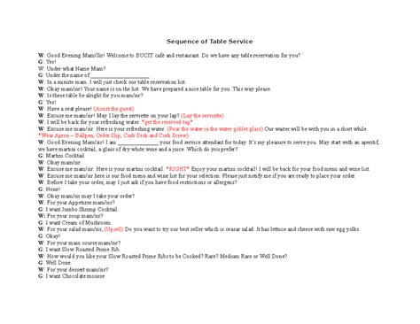 Image result for American Table Service Script