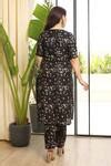 Buy Black Chanderi Embroidery, Zari Midnight Bloom Handblock Print ...