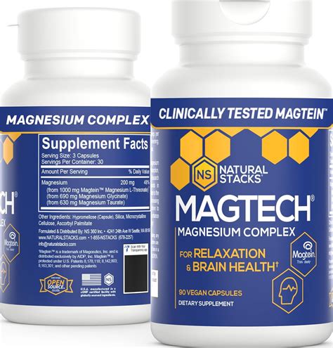 MagTech Magnesium Supplement - Chelated Magnesium Complex - 3 Forms of Magnesium: Magtein ...
