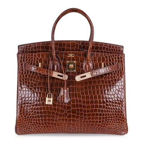 Hermes Diamond Birkin 35 Bag Miel Porosus Crocodile Gold Hardware For Sale at 1stDibs | birkin ...