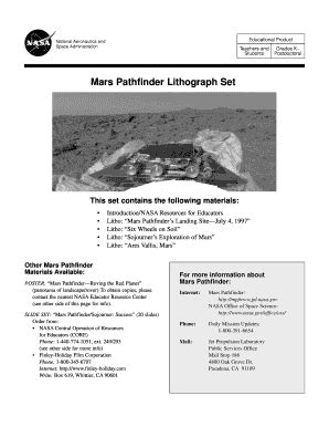 Fillable Online Mars Pathfinder Lithograph Set Educational Material Fax ...