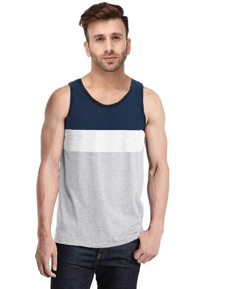 Sunset Shades: Men's Sleeveless Gradient Color-Blocked T-Shirt