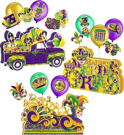 Amazon.com: Boao 3 Pack Mardi Gras Party Decorations Mardi Gras Table ...