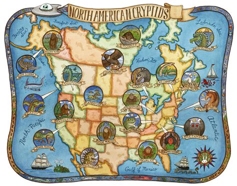 North America Cryptids Map Art Print 8 x10 | Etsy