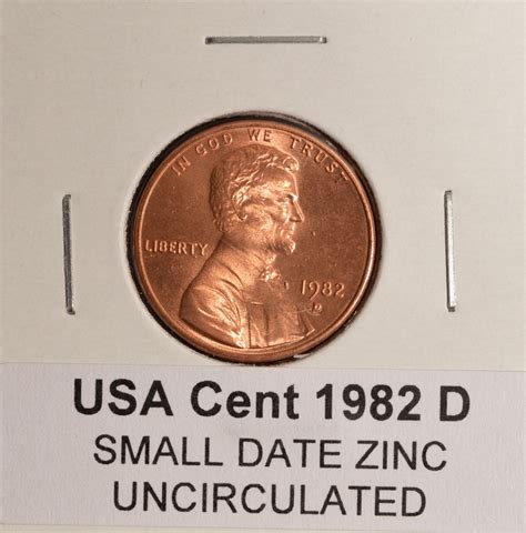 Zinc Penny Value 1982 Lincoln Cent 1C Penny Coin (Zinc, Small Date)