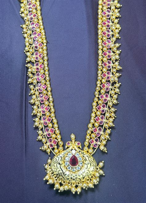 Ruby Temple-Style Haar with Ornate Central Pendant – Chandrakalm