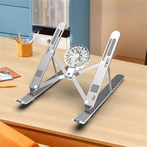 Laptop Cooler Stand with Detachable Fan | Foldable Aluminum Alloy Note ...