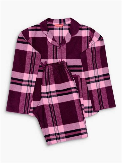 Minijammies Kids' Eve Check Super Cosy Brushed Cotton Pyjamas, Magenta