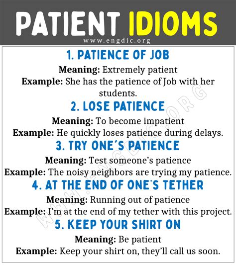 Patient Idioms (With Meaning and Examples) - EngDic