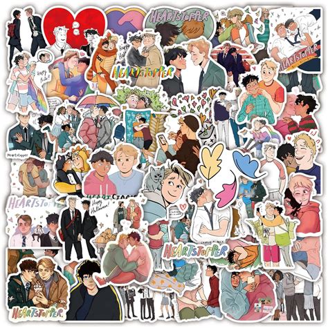 Buy BL Comics Heartstopper Stickers Gay Love Stickers for Laptop[50PCS ...