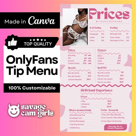 Best 13 Onlyfans Tip Menu Template for Onlyfans Creators With Girlfriend Experience Onlyfans ...
