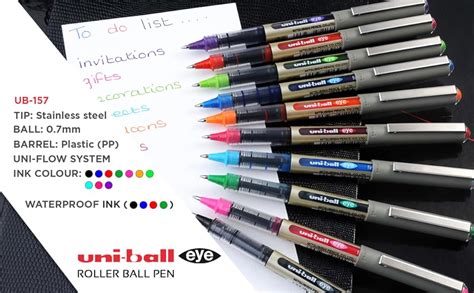Uniball Eye UB157 0.7mm Roller Ball Pen | Blue, Black & Red Ink, Pack ...