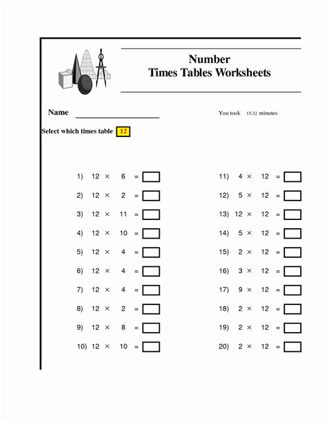 Times Table Worksheet Generator 的图像结果