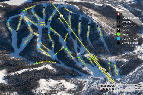 Ski Trail Map for White Pine Ski Area in Pinedale, WY