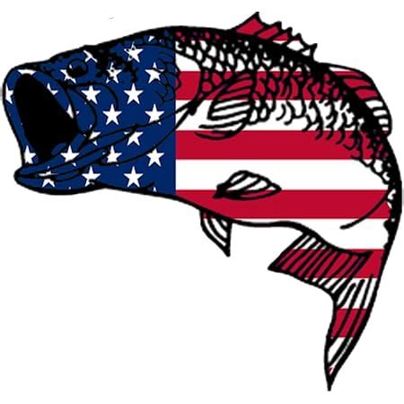 Buy Bass Fish USA Flag Sticker Decal Fishing Bumper Sticker Fish ...
