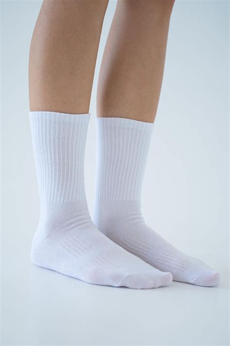 Long Plain "basic White" Socks Set of 6, White Casual Socks, Natural ...