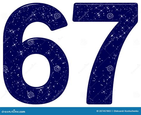 Numeral 67 Sesenta Y Siete Estrellas De Textura Del Cielo De Imitación ...