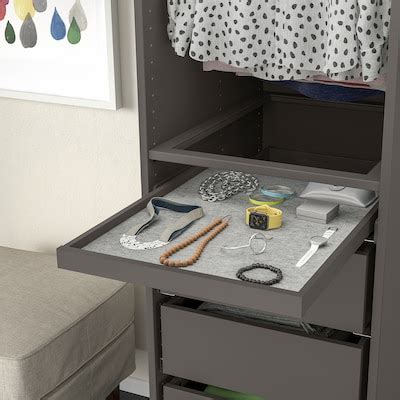 KOMPLEMENT pull-out tray with drawer mat, dark grey/light grey, 50x58 ...