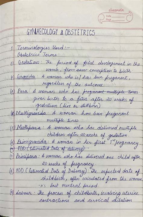 GYN 101: Key Terminologies and Concepts in Obstetrics - Studocu