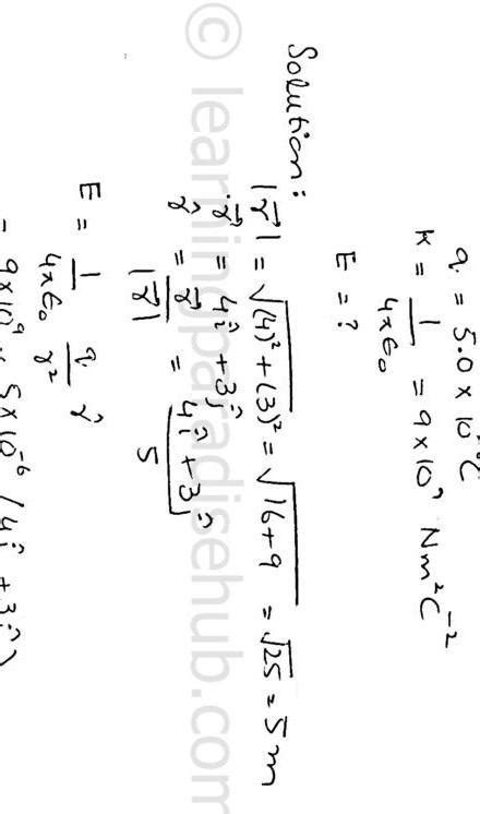 15Electric field strength at position vector r= (4i+ 3j) m caused by ...