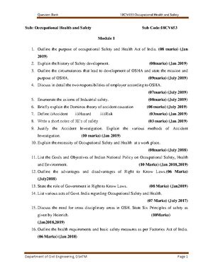 Assignment OSHA 18CV653 - Dayananda Sagar Academy of Technology ...