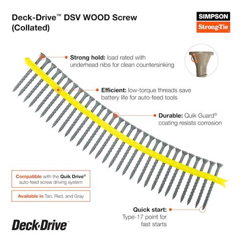 QUIK DRIVE BY SIMPSON STRONG TIE 10 x 2-in Wood To Wood Deck Screws ...