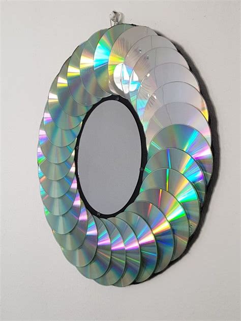 Oval CD Mirror | Etsy Old Cd Crafts, Crafts To Do, Home Crafts, Diy ...