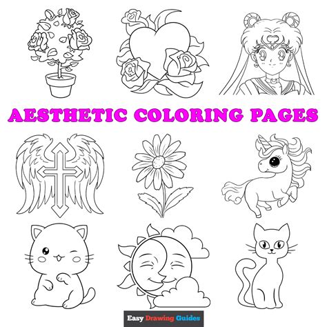Simple Coloring Pages Aesthetic - King Printables