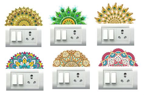 Buy Decor Kraft Switch Board Flower Rangoli Wall Sticker Multicolor ...
