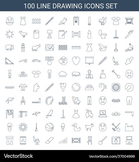 100 drawing icons (37004999) – Free Vector | VectorStock