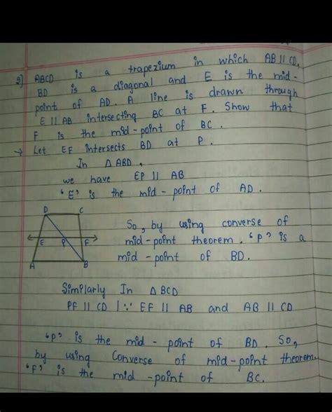 ABCD is a trapezium in which AB||DC,BD is a diagonal and E is the mid ...