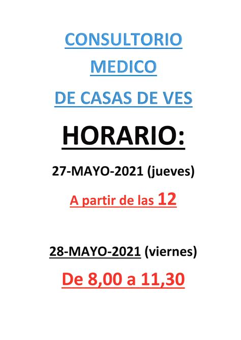 HORARIO CONSULTORIO MÉDICO