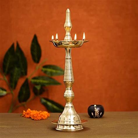 Webelkart Premium Indian Traditional Brass Table Deepak Samay Diya Oil ...