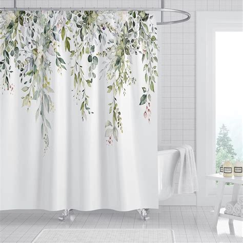 Extra Long Shower Curtains 84 Inch Length, Green Fabric Shower Curtains ...