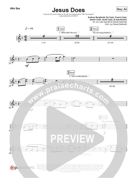Jesus Does (Unison/2-Part) Alto Sax Sheet Music PDF (We The Kingdom ...