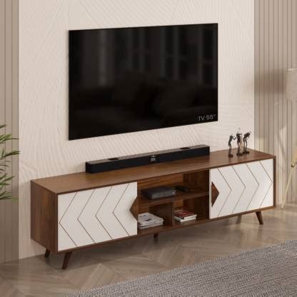 BLUEWUD Wilbrome TV Unit With Storage Shelves for Books & Décor Upto 75 ...
