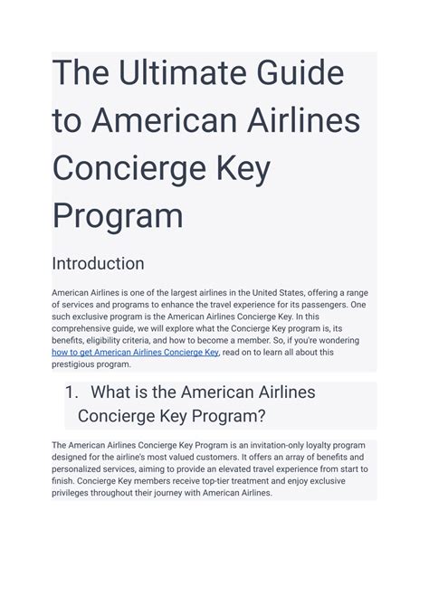PPT - The Ultimate Guide to American Airlines Concierge Key Program ...