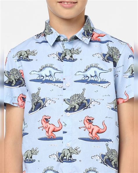Buy Boys Blue Dinosaur Print Short Sleeves Shirt Online at Jack & Jones ...