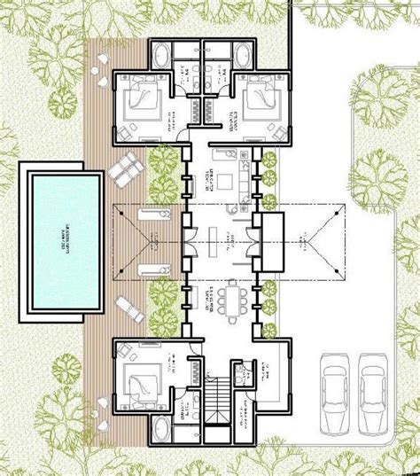 The ranch house | Courtyard house plans, Architectural floor plans ...
