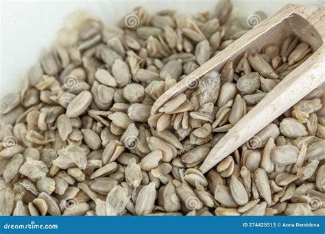 Shelled Sunflower Seeds with a Wooden Scoop. Health and Natural ...