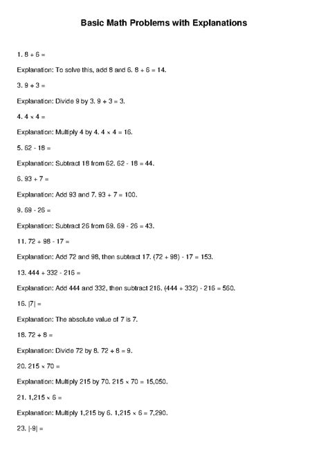 Image result for Basic Math Problems