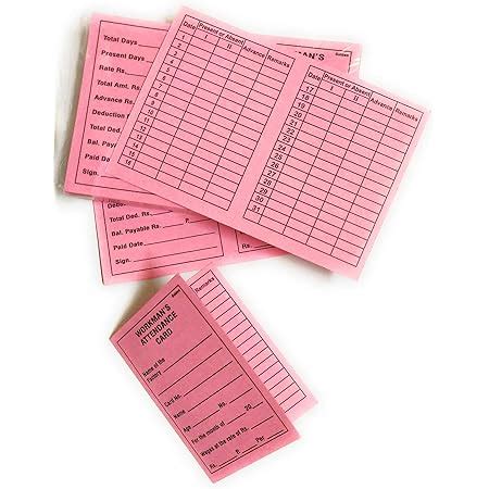 NOZOMI MUSTER CARDS / STAFF ATTENDANCE CARD - for MONTHLY ATTENDANCE ...