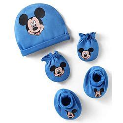 Babyhug Disney Interlock Knit Cap Mittens & Booties Set with Mickey ...