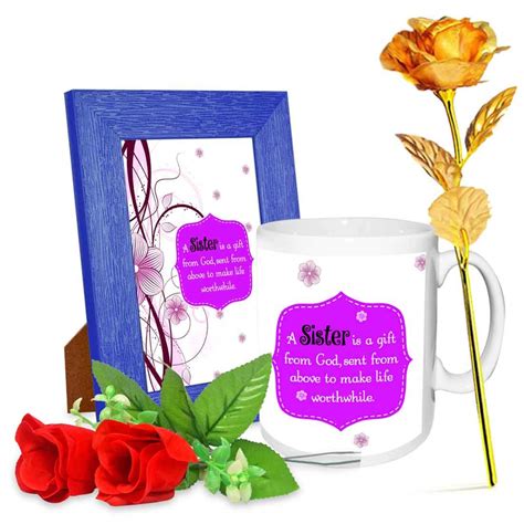 Alwaysgift A Sister is A Gift from God Quotation Frame,Golden Rose, 2 ...