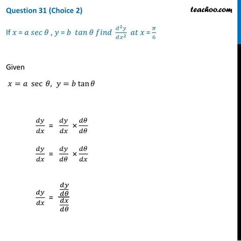 x = a tan x y = b sec² x Find dy/dx - Brainly.in