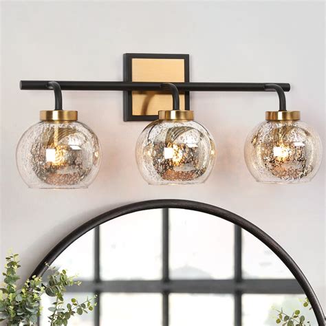 Modern 1/2/3/4-Light Black Gold Bathroom Vanity Lights Mercury Glass ...