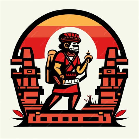 Premium Vector | Mayan ruins explorer man vector illustration cartoon